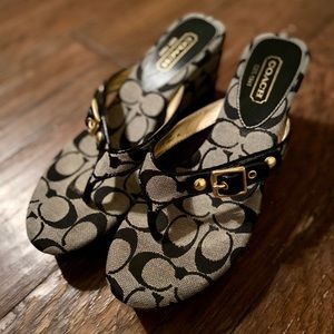 Coach Wedge Heel Sandals with Gold Accents
